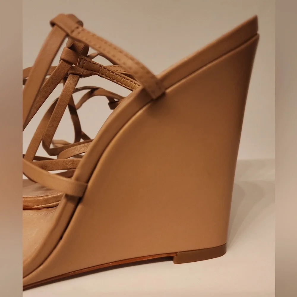 Schutz Deonne Casual Nappa Women’s Tan Strappy Leather Sandal High Heels Size 9 - Picture 10 of 15